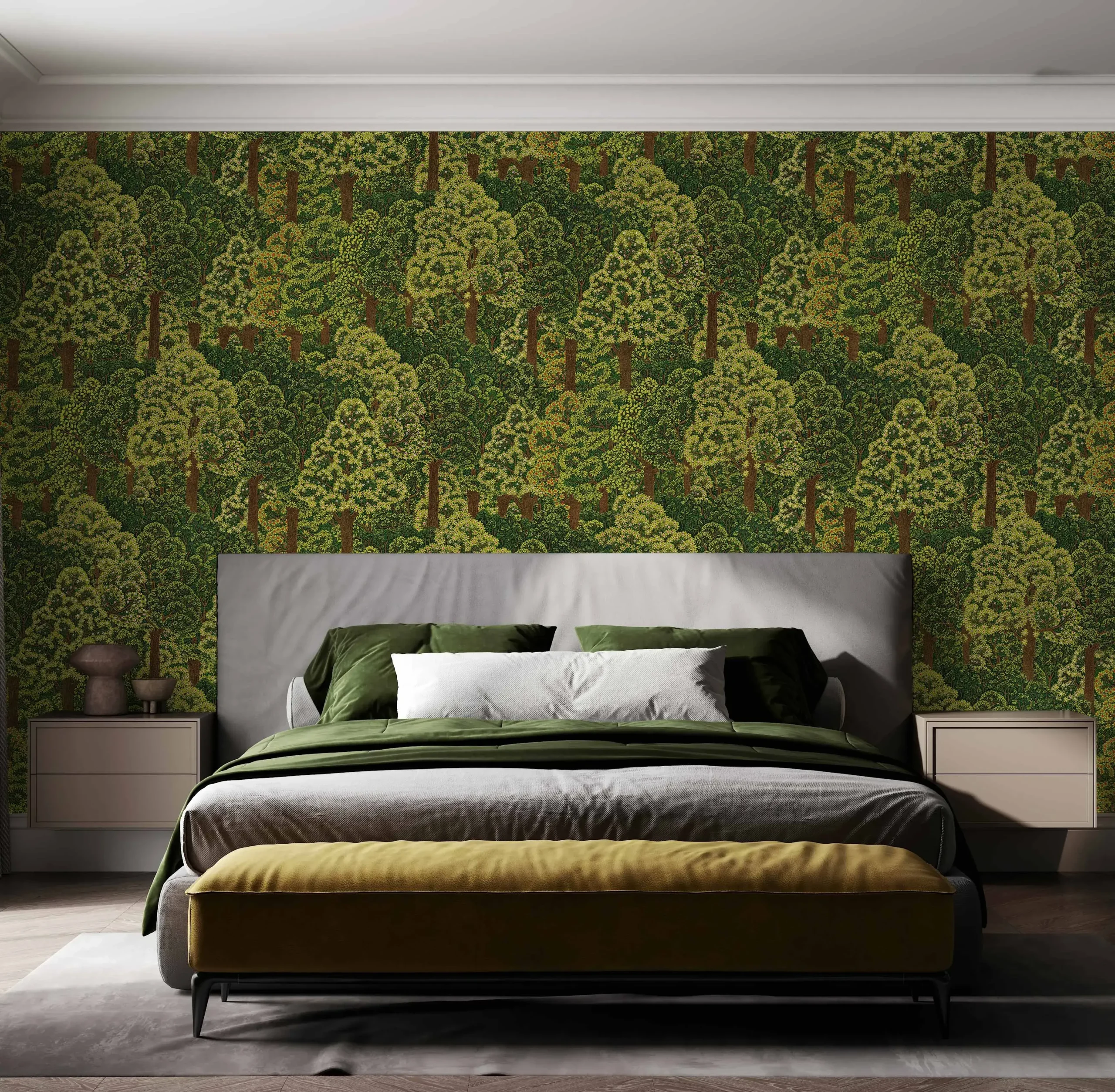 Green Embossed Wallpaper – Natural Elegance (24107-4)